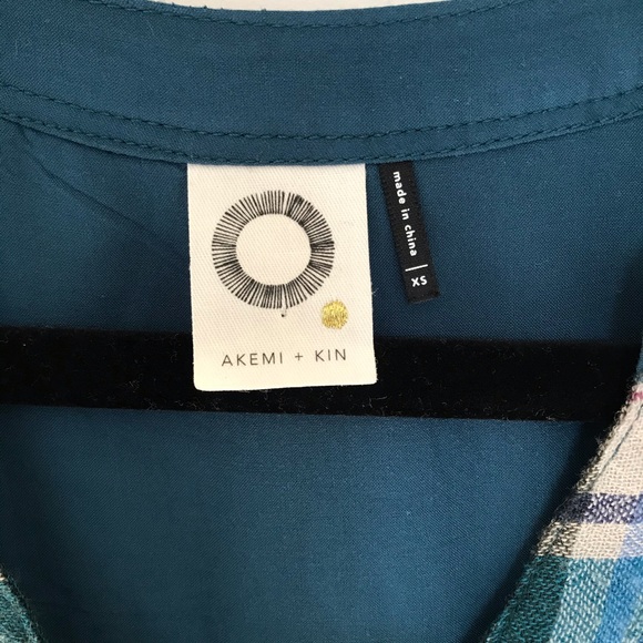 Anthropologie Akemi & Kin Lucie Plaid Green Tunic - Picture 4 of 9